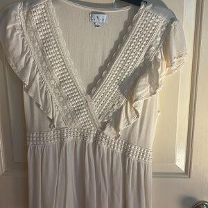 True Craft Elegant Cream Lace Dress‎